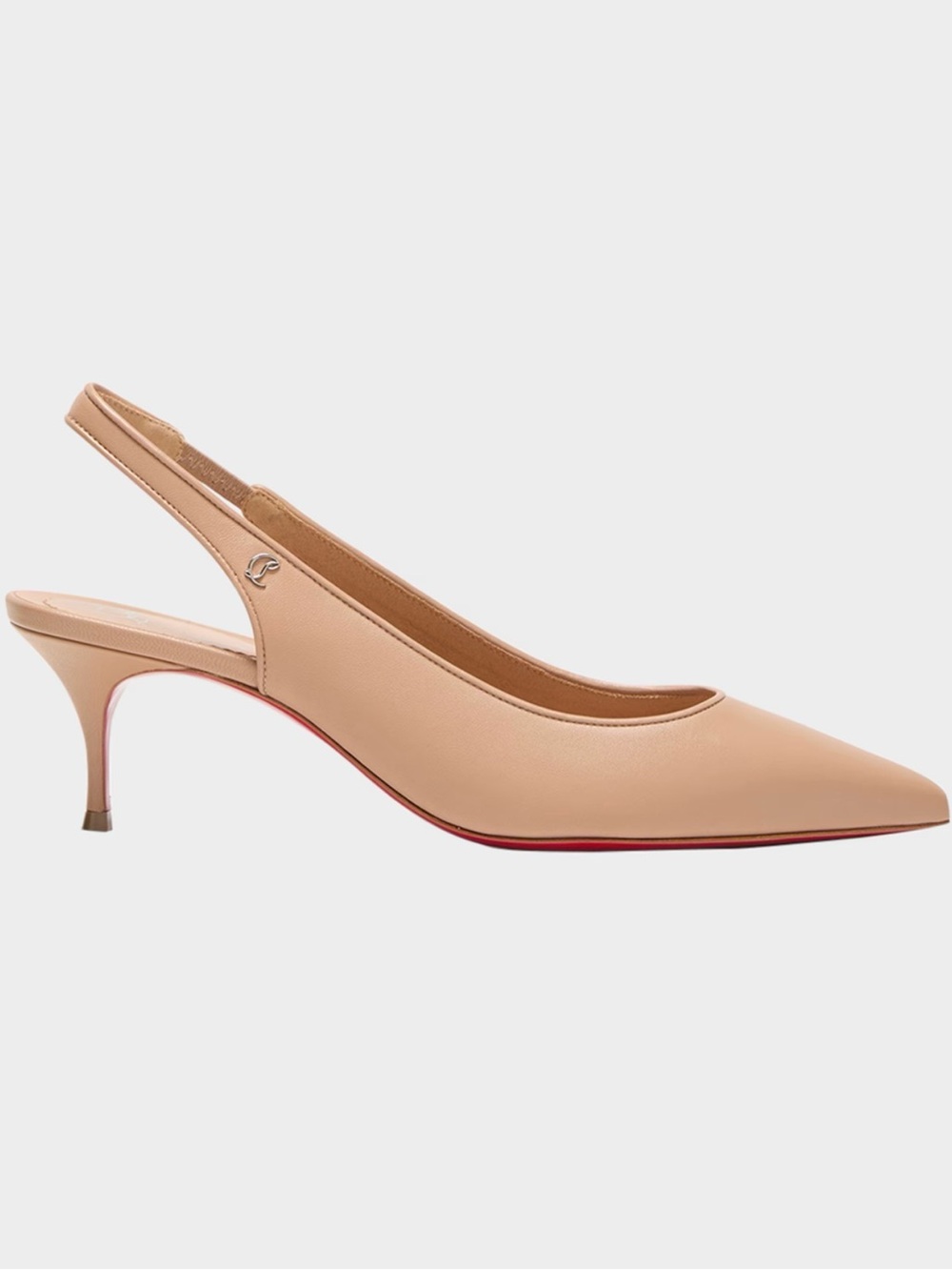Christian Louboutin Nude Pointed Slingback Kitten Heel